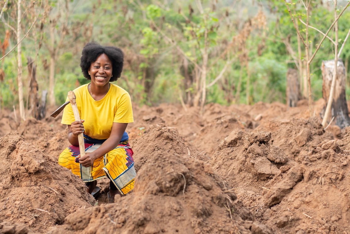 female african farmer working on a farm